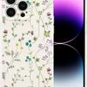 RALEAVO Floral Case for iPhone 15 Pro, Flower Branch Pattern Design Cute Cover Case for Girls Women Slim Thin Soft Silicone Shockproof Anti-Slip Phone Case for iPhone 15 Pro (6.1"),Beige