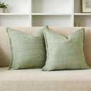 18x18 Throw Pillow Covers Set of 2 100% Cotton Decorative Pillow Shams with Hidden Zipper Sofa Couch for Modern Home Living Bedroom Decor, Sage Green