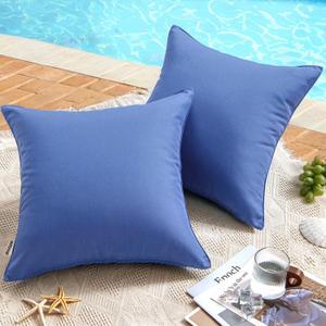 MIULEE Pack of 2 Decorative Outdoor Waterproof Pillow Covers Square Garden Cushion Sham Throw Pillowcase Shell for Spring Patio Tent Couch 18x18 Inch Royal Blue