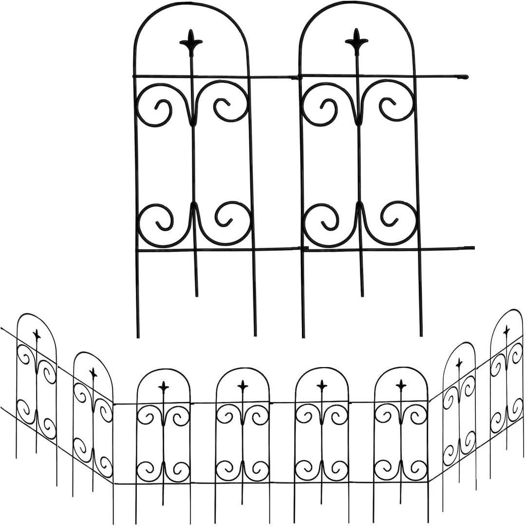 32 Inch x 50 Feet (40 Panles) Black Decorative Garden Fence Border Folding Fence, Decorative Folding Wire Fencing Border Fence Edge Decor Fence Animal Barrier