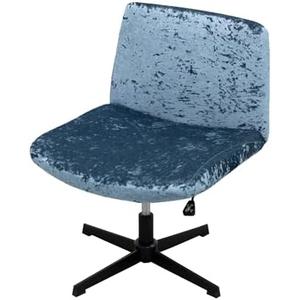 Armless Chair Slipcover Criss Cross Accent Mid Back Wide Seat Swivel Task Chair Protector Stretch Removable for Living Room Bedroom Accent Chair (Gray Blue)