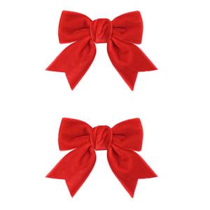 CLLOT Red Hair Bows for Girls in Pair, Velvet Bow Clips Hair Accessories for Baby Girls Toddlers Kids
