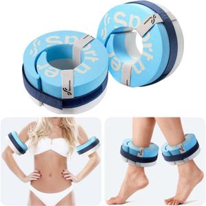 Foam Aquatic Cuffs Exercise Equipment: Sportneer Water Aerobics Float Ring with Adjustable Webbing Pool Exercise Workout Set Water Ankle Ring (8-13 inches (20-33cm), SkyBlue)