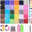 50000 Pcs 30 Colors Bedazzling kit, Resin Jelly Rhinestones Kit, 3mm Flatback Rhinestones with 4 Pcs B7000 Jewelry Glue & Tools, All-in-One Resin Jelly Rhinestones for DIY Arts & Crafts Gifts