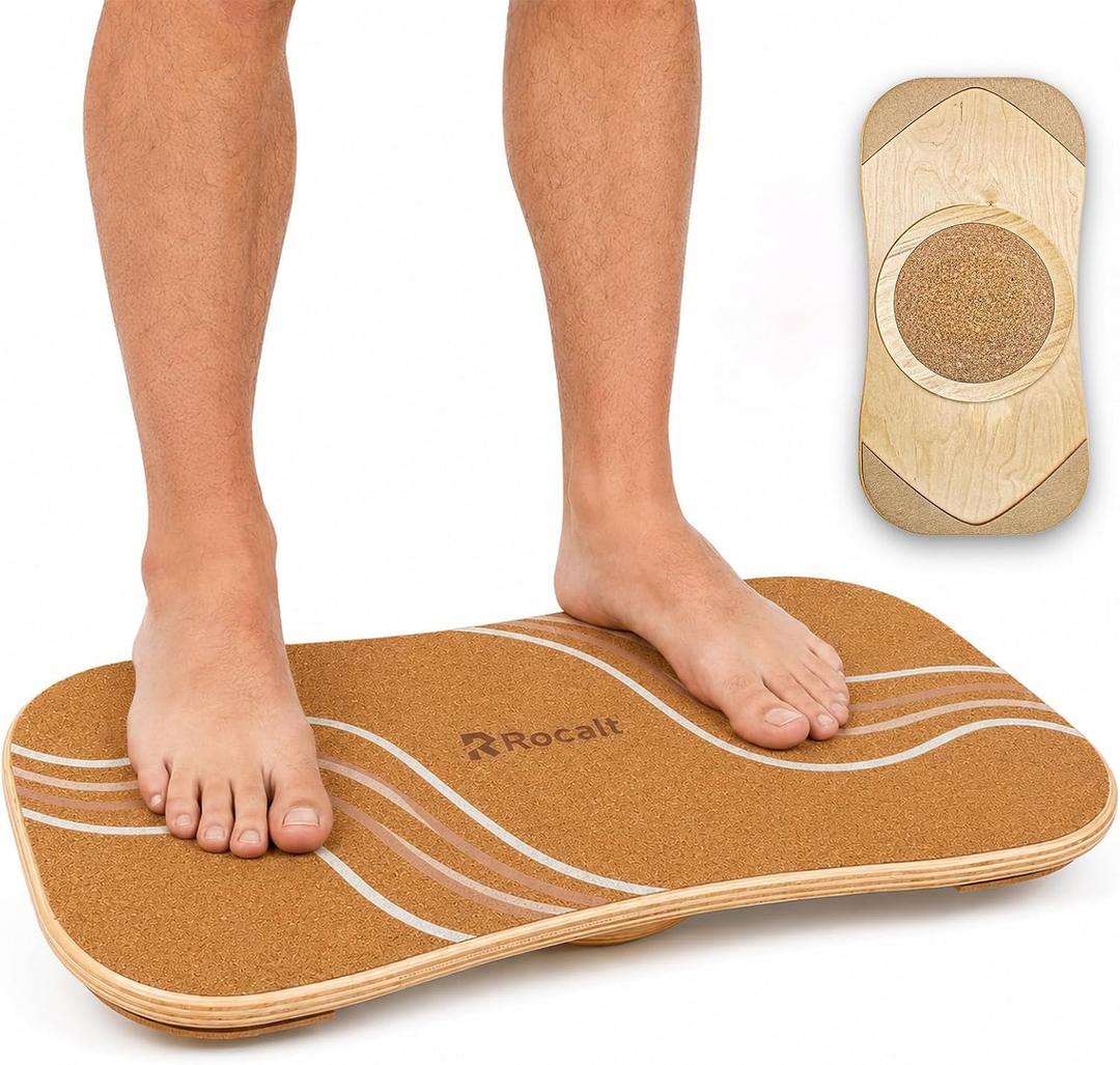 Rocalt Standing Desk Balance Board, Anti Fatigue Cork Wobble Board, Large
