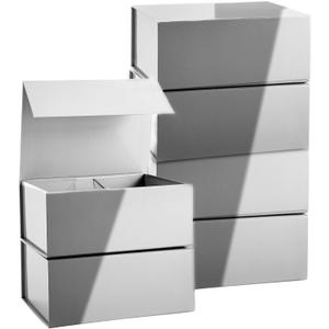 Stockroom Plus 6 Pack Magnetic Gift Boxes with Lids, 9.5 x 7 x 4 Inches for Birthday, Wedding, Groomsman and Bridesmaid Proposal Box (Gray) (Grey)