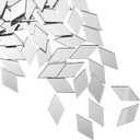 Geiserailie 300 Pcs Diamond Shape Mirror Pieces for Craft 0.5 x 1 Inch Small Rhombus Mirror Mosaic Tiles Mini Square Triangle Glass Tile for DIY Projects Art Wall Door Home Decoration (Diamond Shape)