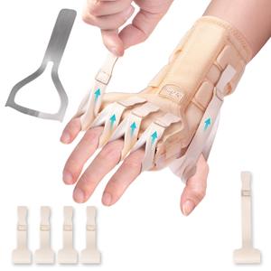 Radial Nerve Palsy Splint Brace for Wrist drop, 5 Fingers Extension, Stroke Patient Recovery, Finger Limp, Crutch Palsy, MCP Arthroplasty, for both Left and Right Hand - Beige