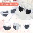 Heart Sunglasses Bride to Be Gifts - Pearl Bride Glasses for Bachelorette Party Favors (White Pearls Colored Diamonds)
