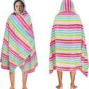 COTTON CRAFT Hooded Beach Towel - Oversized XXL 35x84 Towel with Hood for Adults - The Big Kahuna 7 Foot Beach Blanket Towel - Big & Tall Soft 100% Cotton Velour - Pool Bath Wrap - Pink Multi