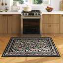 Door Mat Indoor Entrance 2x3 Rug Machine Washable Vintage Floral Small Area Rug Non-Slip Low Pile Throw Rugs for Entryway, Kitchen, Front Door Indoor Entrance, Entry, Kids Room, Black