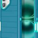 for iPhone 16 Case Heavy Duty 3-Layer[Shockproof][Dropproof][Dust-Proof] Military Grade Rugged Full Body Protection Cover Case for Apple iPhone 16 5G 6.1 inch,Turquoise