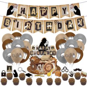 Detective Party Decorations Detective Birthday Party Supplies Includes Detective Birthday Banner Cake Topper Cupcake Topper Balloons for Top Secret Party Mystery Party Spy Theme Party Decorations