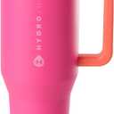 HydroJug Traveler - 40 oz Water Bottle with Handle & Flip Straw - Fits in Cup Holder, Leak Resistant Tumbler-Reusable Insulated Stainless Steel & Rubber Base - Gifts for Women & Men, Orchid