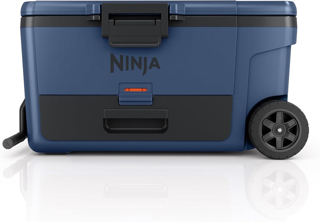 Ninja | Cooler | FrostVault 65QT Cooler with Wheels | Insulated with Temp Dry Storage Drawer | Keeps Ice Cold for Days | for The Beach, Camping, Picnics & More | Lakeshore Blue | FB265BL