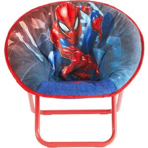 Marvel Spiderman Toddler Saucer Chair with Cushion,19” Folding Frame,Soft Plush Seat for Kids Ages 3+,Portable & Lightweight