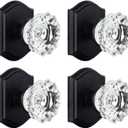 4 Pack Glass Dummy Door Knobs, Inactive Crystal Half-Dummy Door Knobs for Closet/Bifold, Matte Black