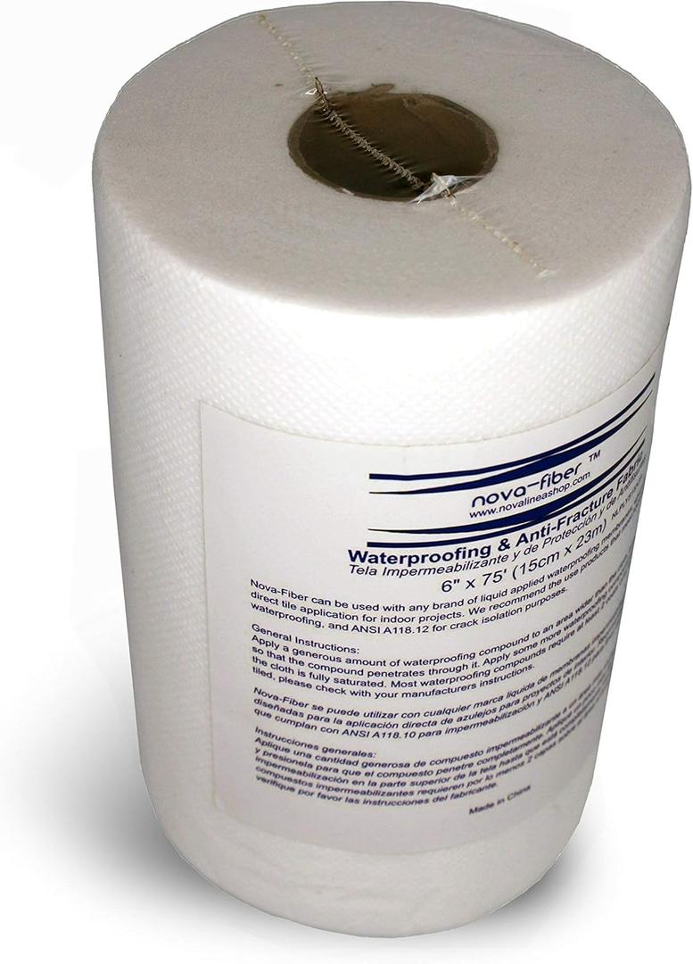 6" x 75' Roll - Reinforcing and Anti-Fracture Mesh Tape for Liquid Waterproofing Membranes in Bathrooms, Showers, Walls, Floors, and Tiles (2 Pack)