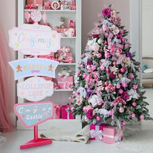 Thyle 5.3 Feet Christmas Candyland Cardboard Cutout Stand Up Life Size Candy Cane Lollipop Land Yard Signs Party Decoration Photo Props Backdrop Standup for Christmas Party Decor