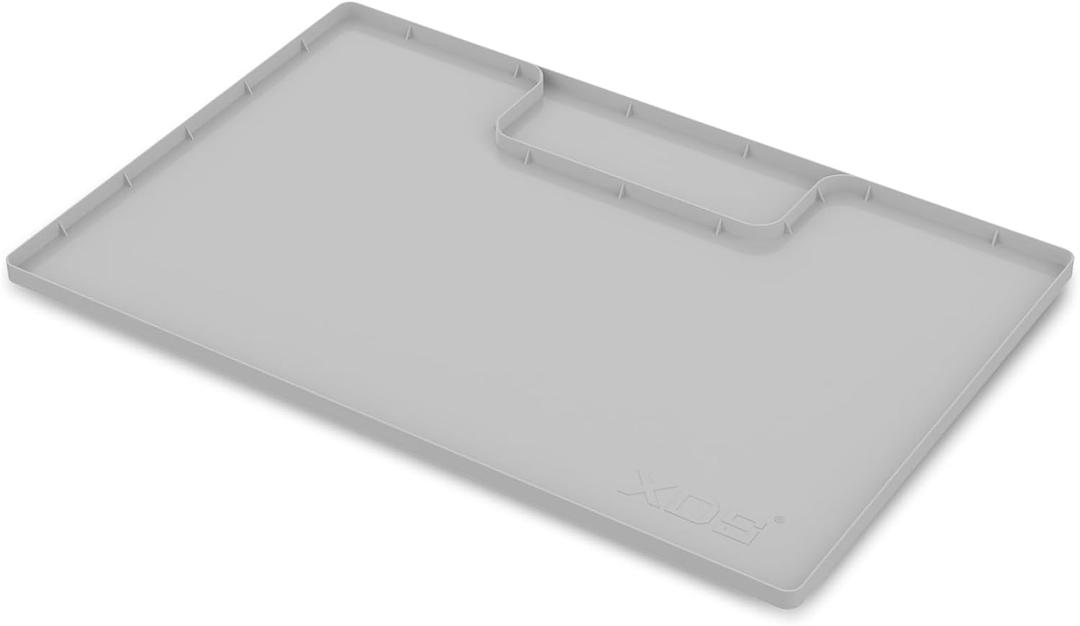 XDS 34''x22'' Cut to Fit Under Sink Mats,Silicone Under Sink Liner for Kitchen Cabinets, Preventing Drips, Leaks, Spills (Light Gray)