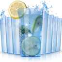 Liacere Plastic Drinking Glasses (Set of 12) 18 oz Highball Blue Reusable Plastic Glasses ColorsKitchen Water Glasses Cup, Bar Tumbler Glassware Set for Beer, Juice, Cocktail, Whiskey, Milk Blue