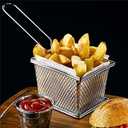 Stainless Steel Mini Square Fry Basket French Fries Holder, Fried Food Table Serving (Small 4inch)