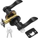 TICONN Traditional Wave Style Reversible Door Lever, Door Handle for Interior Doors and Closet (Matte Black, Keyed Entry - Keyed Alike, 1-Pack)