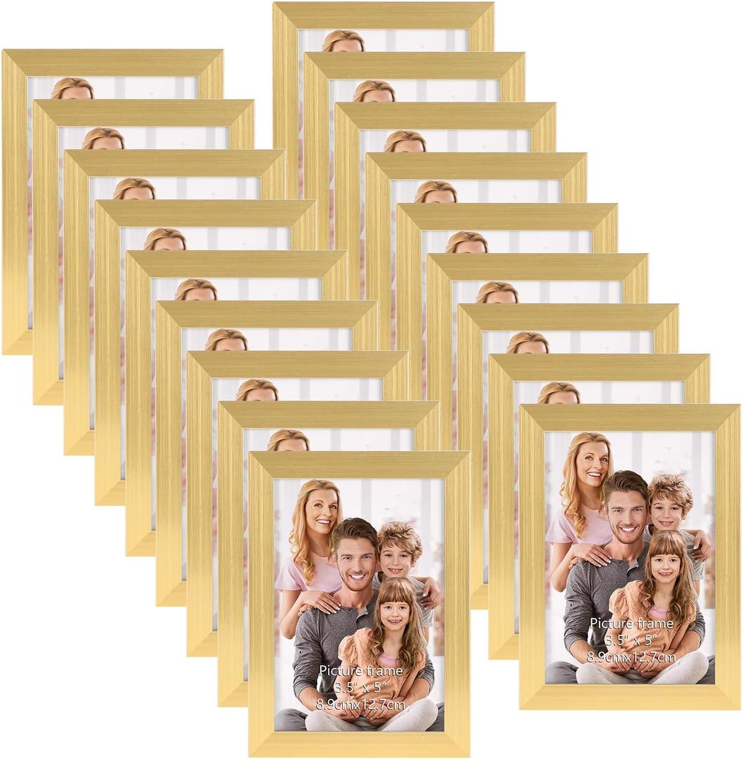 WIFTREY 3.5x5 Gold Picture Frame Bulk, Multi Photo Frames 3.5 by 5 for Wall Hanging or Tabletop Display, 18 Pack