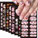 8 x 8 Sheets Halloween Nail Wraps Stickers DIY Self-Adhesive Nail Art Decals Full Wraps with Pumpkin Bat Spider Skull Designs Halloween Decals Manicure Decor for Women Nail Accessories (Halloween Style 2)