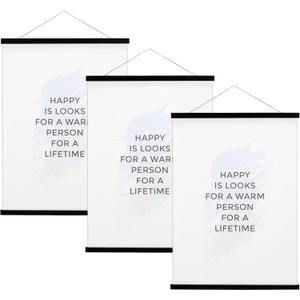 FALAMON 3 Pack Magnetic Poster Hanger Frame, Magnet Poster Frame for Posters, Prints, Photos, Pictures, Maps, Scrolls, and Canvas Artwork (Black, 8")