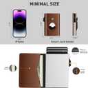 Wallet for Men Minimalist Pop Up Credit Card Case Holder 1-7 Cards, Smart Slim Wallet with Money Clip ID Window RFID Blocking Bifold Compact(Airtag Not Included) Wallets Gifts for Men (Brown)