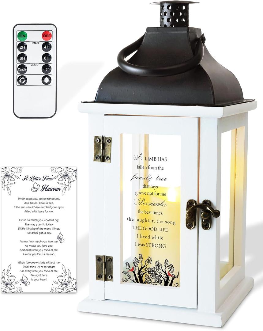 Homemory Memorial Lantern Bereavement Sympathy Gifts for Loss of Loved One, Memorial Gifts for Loss of Mother Loss of Father in Memory of Loved One Remembrance Gift with LED Candle & Remote