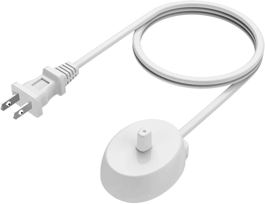 Replacement Charger Compatible with Oral B Electric Toothbrush Series 3 4 5 6 Pro 1000/3000/5000, Inductive Charging Base Portable Waterproof Power Cord Environmental ABS, Model XT-3757 White