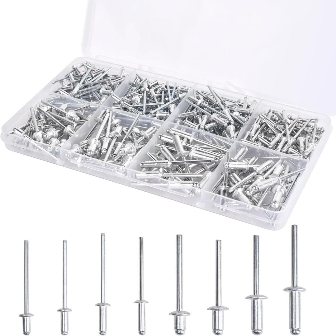 Pop Rivets Assortment Kit - 200 Pcs Aluminum Blind Rivets,8 Sizes