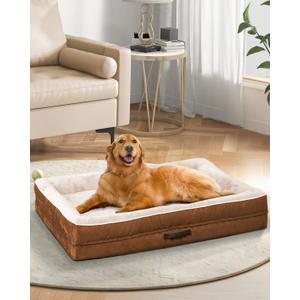 Upvilla XXL Orthopedic Dog Bed, Four-Sided Cushioned Egg-Shaped Foam Dog Sofa, Waterproof Removable Cover, Pet Sofa Bed with Non-Slip Base, Giant Dog Bed, Brown