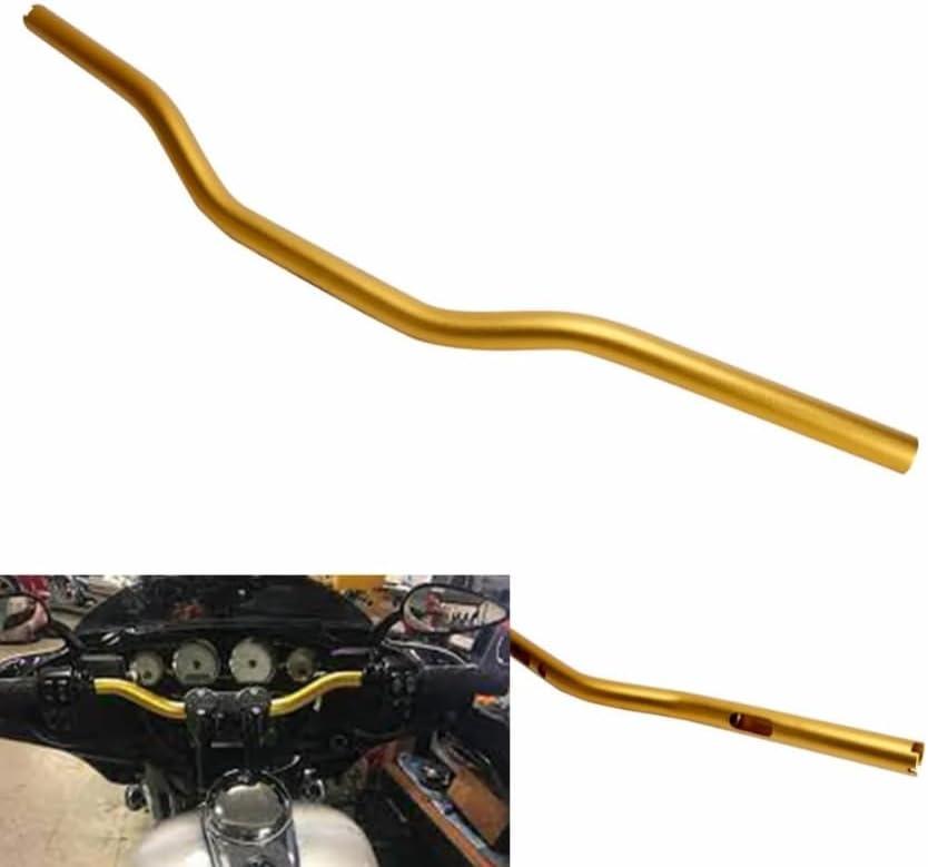 1" (25.4mm) Club Style Moto Bars CNC Aluminum Handlebar 32" Width for Harley Dyna Low Rider FXDLS Fat Street Bob FXDF FXDB FXBB Sportster (Gold)