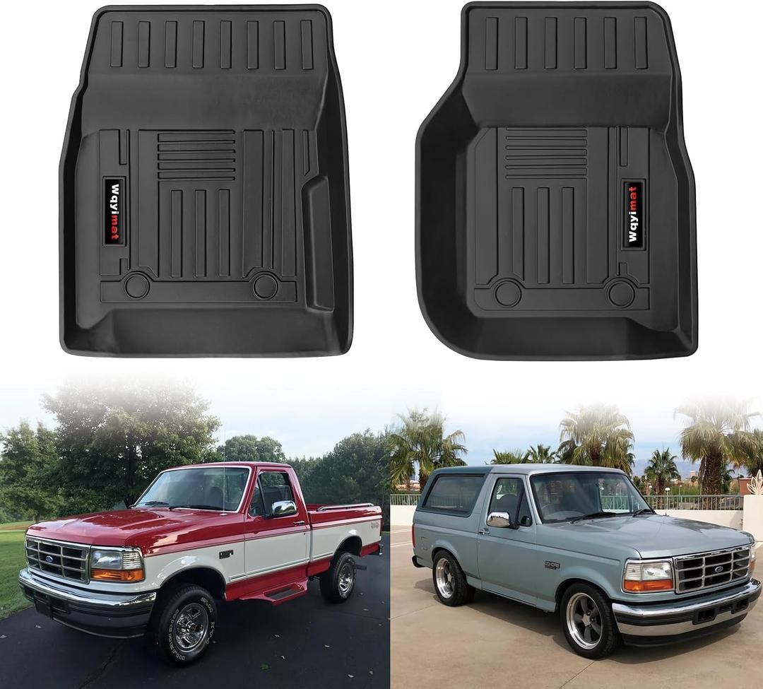 for 1980-1996 Ford F150/ Ford-Bronco, 1980-1997 F-250/F350 Front Floor Mats Liner All Weather TPE Protection Mat Accessories (for 1980-1996 F-150/Bronco/F-250/F350)