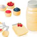 Vintage Mason Jar Kitchenware Set by Comfify - Multi-Piece Kitchen Ceramic Decor Set w/ 4 Measuring Cups, 4 Measuring Spoons and Spoon Rest - Attractive Vintage Style, in Yellow Embossed Ceramic