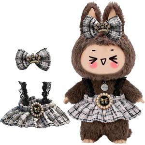 6 x Clothes for LABUBU 6.7inch (17cm) Doll, Cute Outfit Small Dress and Hairpin, Dress Up, Accessories (No Doll) (Black/White)