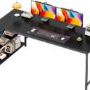 Huuger L Shaped Desk, 63 Inches Computer Desk with Reversible Storage Shelves, Gaming Corner Home Office Writing Study, Metal Frame, Black