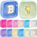 Kacctyen 12 Pcs Mini Makeup Bag Nylon Small Pouch for Purse Mini Square Nylon Pouch with Zipper Small Cosmetic Travel Makeup Bag Purse Organizer for Women(Elegant Color,Translucent)