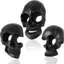 Skull Wall Decor Set of 3, Halloween Hanging Dark Resin Skeleton Statues, Wall Mounted Horror Skulls Art Sculpture Spooky Gift, Indoor Outdoor Gothic Black Office Living Room Decor