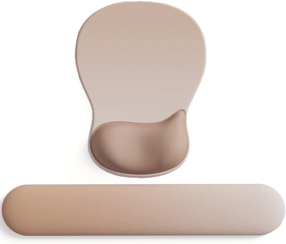 ErgoComfort Gel Wrist Rest Mouse Pad-Ergonomic Office Mousepad with Wrist Support-Non-Slip, Design Desk Accessories Mat for Home&Game Decor (09MochaSand Set)