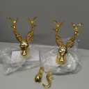 Christmas Stocking Holders for Mantle 3D Reindeer Stocking Hangers Hooks Mantel Garland Clips Metal Grips for Xmas Fireplace Decorations (Set of 2, Gold)