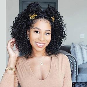 ToyoTree Deep Twist Crochet Hair - 12 Inch 8 Packs Natural Black Mid-Length Curly Deep Wave Crochet Hair, Synthetic Ocean Wave Braiding Hair Extensions (12 Inch,1B-8P)