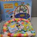 OKOOKO Baby Play Mat, Activity Baby Play Gym with Arch, Solor System Playmats & Floor Gyms, Alphabet Mat, Detachable Mirror, Thick Non Toxic Playmats for 0+