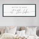 LuZhiQiang Better To Wake At The Lake Above Bed Wall Decor 40"×15" for Lake House Bedroom Over Bed Sign Wood Framed Large Wall Hanging Art (Black)