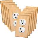 Pinkunn 10 Pieces Solid Wood Light Switch Plate Outlet Covers Bamboo Wooden Decorative Wall Plate for Home Bedroom Kitchen(Light Oak,Double Hole)