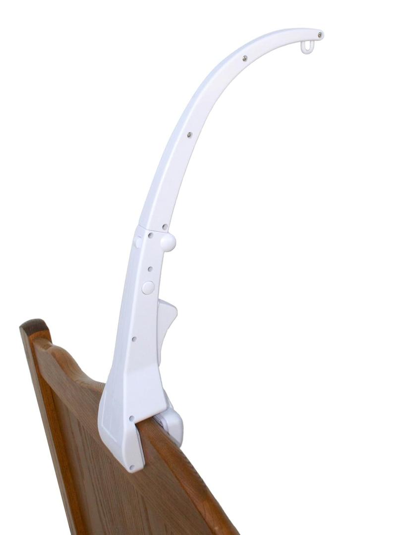 J.L. Childress Crib Mobile Arm Clamp - Baby Mobile Holder & Hanger for Nursery Crib, for Girls & Boys, Portable, Attaches to Railing, Protective Rubber Pads - White (18 Inch (Pack of 1))