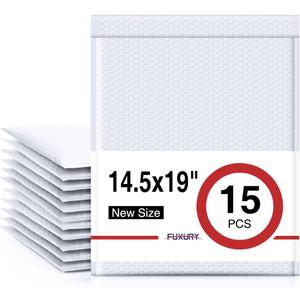 Fuxury Bubble Mailers 14.5x20" 15 Pack White Extra Large Padded Envelopes Usable Size 14.5x19" Self Seal Bubble Envelopes Padded Mailers Shipping Bags for Mailing book Clothes Small Business #7, 14.5x20" 15PC